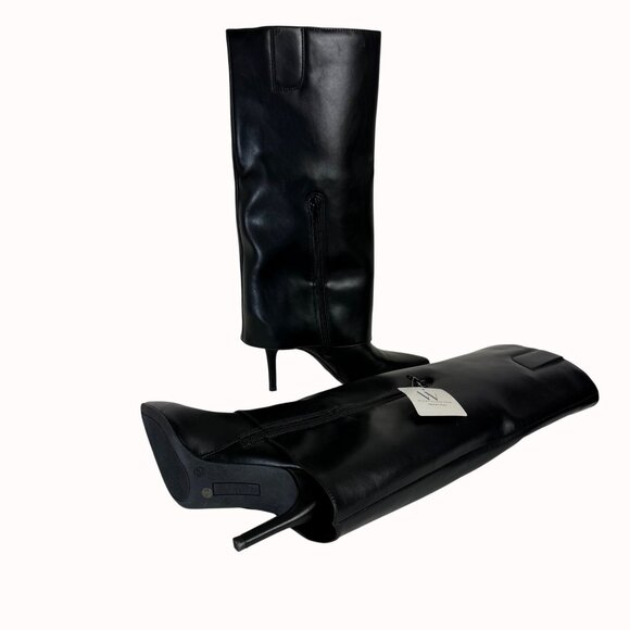 Worthington Black Stiletto Dress Boots Size 6.5 Fold Over Pointed Toe Night Out - Picture 4 of 16